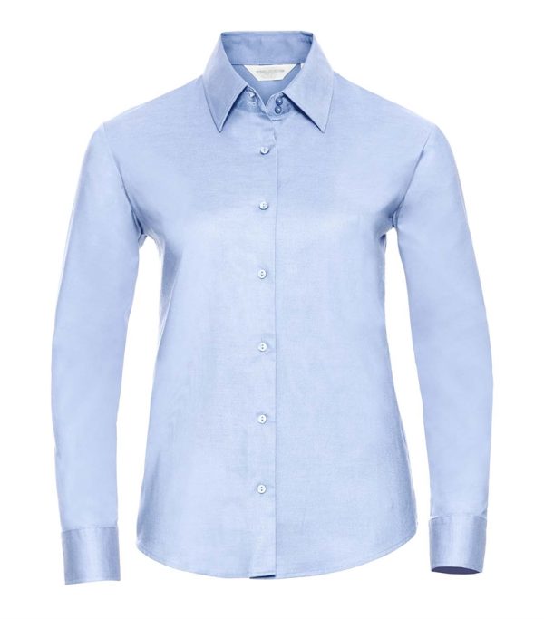 Russell Ladies Long Sleeve Classic Oxford Shirt 932F Oxford Blue Front