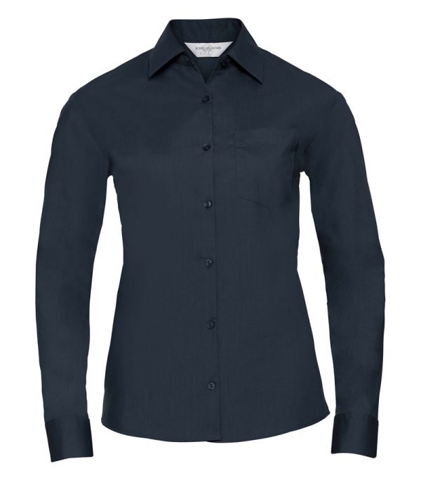 Russell Ladies Long Sleeve Classic Polycotton Poplin Shirt 934F French Navy Front