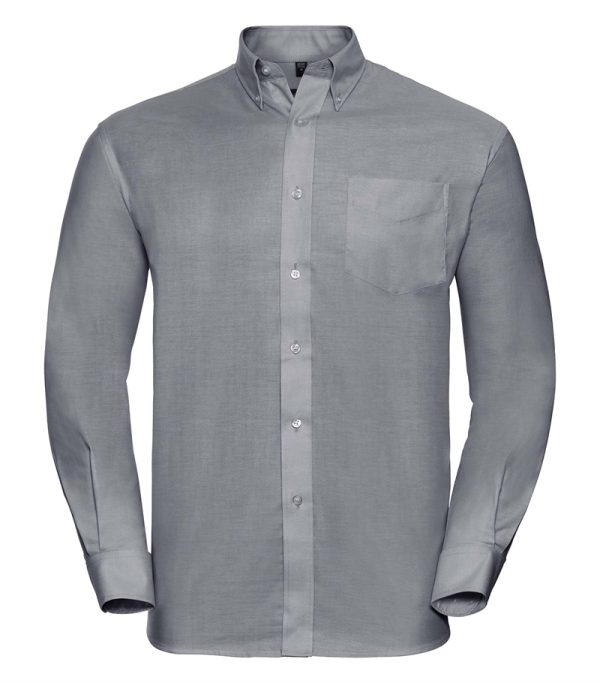 Russell Mens Long Sleeve Classic Oxford Shirt 932M Silver Front