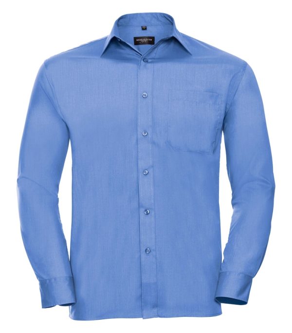 Russell Mens Long Sleeve Classic Polycotton Poplin Shirt 934M Corporate Blue Front