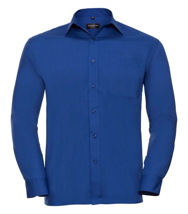 Russell Mens Long Sleeve Classic Polycotton Poplin Shirt 934M Bright Royal Front